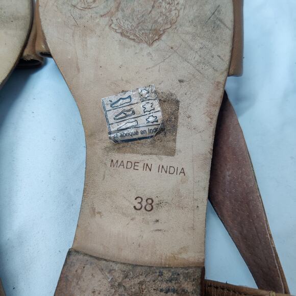 Free People Under Wraps Soft Brown Leather Strappy Slingback Flat Sandals 8 - Picture 11 of 15